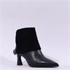 Hispanitas Paris Turn Up Heel Ankle Boot - Black Leather